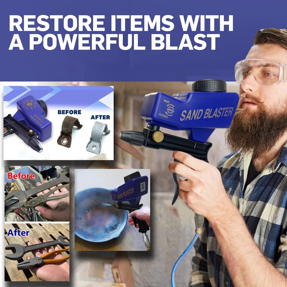 thumbnail image 2 of LE LEMATEC Sand Blaster Gun Kit With Brown Corundum Media — Complete Rust, Paint & Surface Prep Kit For DIY & Pros 2 of 14