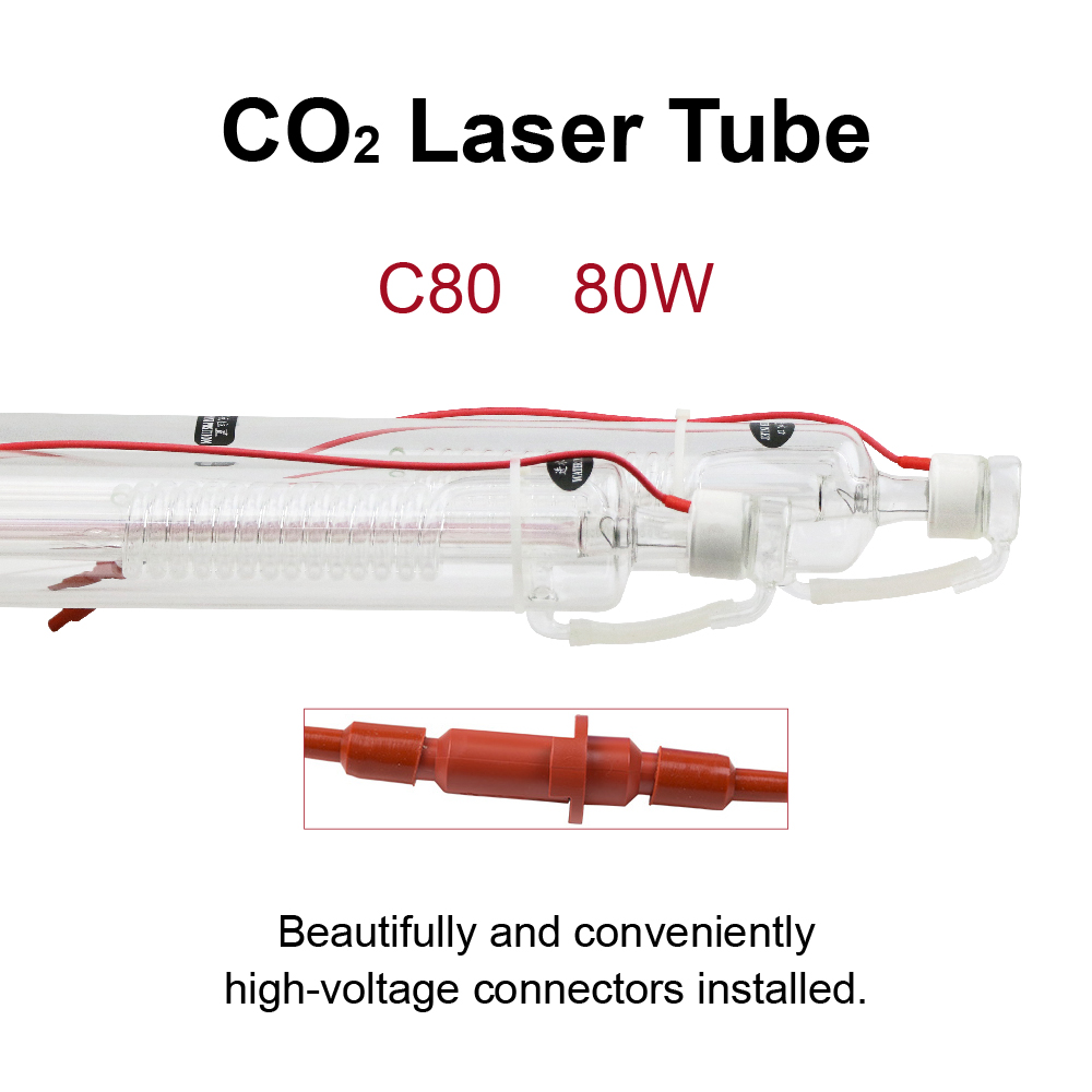 80W CO2 Laser Tube 1250mm Length 80mm Dia. with Advanced